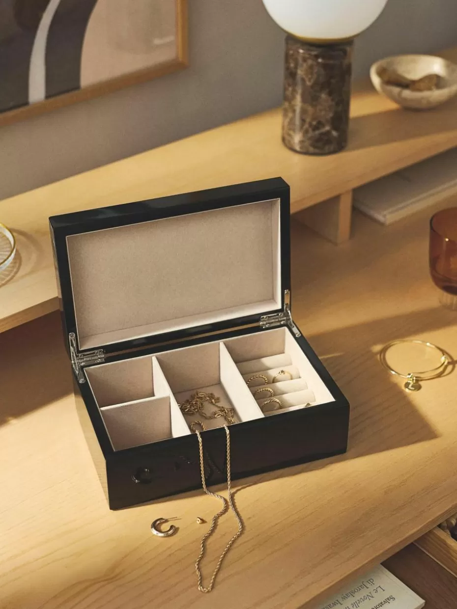 Dosen & Schmuckkästchen-Westwing Collection Schmuckbox Taylor Schwarz, glänzend