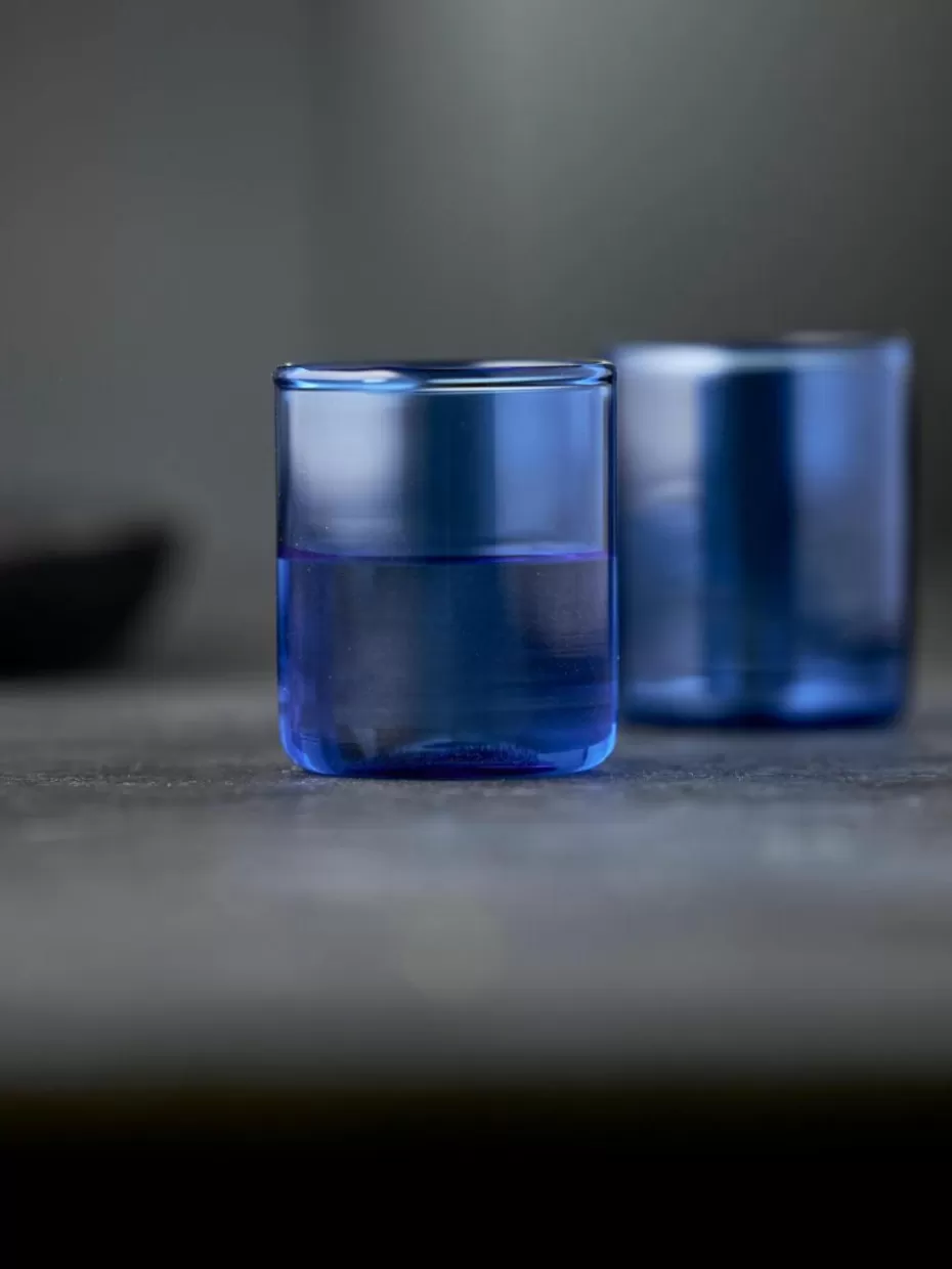 Bargläser-Lyngby Schnapsgläser Torino aus Borosilikatglas, 2 Stück Blau, transparent