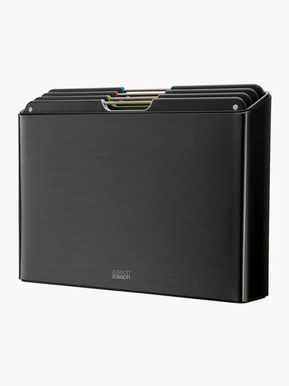 Schneidebretter-Joseph Joseph Schneidebretter Folio mit Halterung, 5er-Set Schwarz