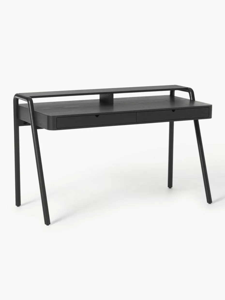 Schreibtische-Westwing Collection Schreibtisch Evrak mit Schubladen Schwarz