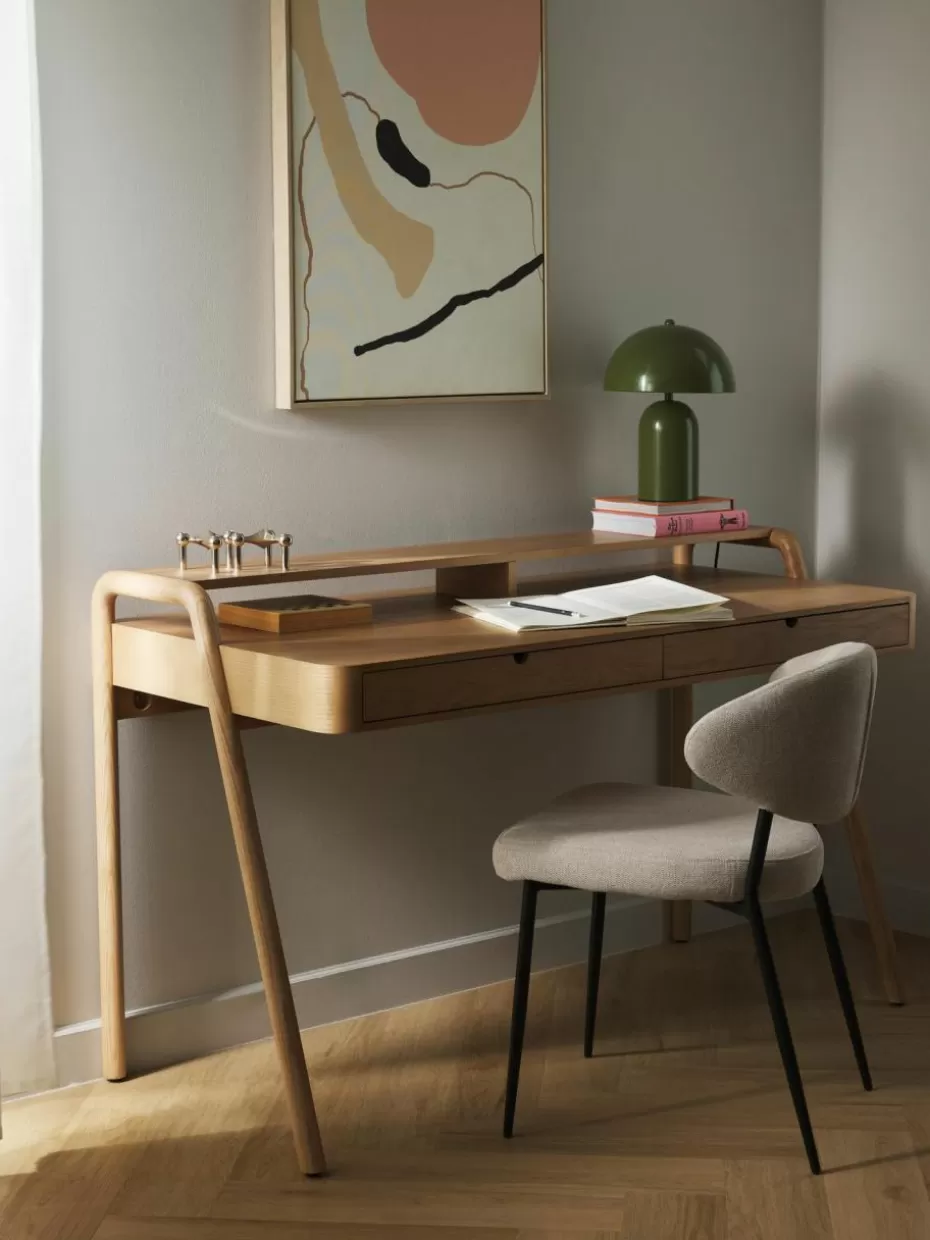 Schreibtische-Westwing Collection Schreibtisch Evrak mit Schubladen Helles Eschenholz