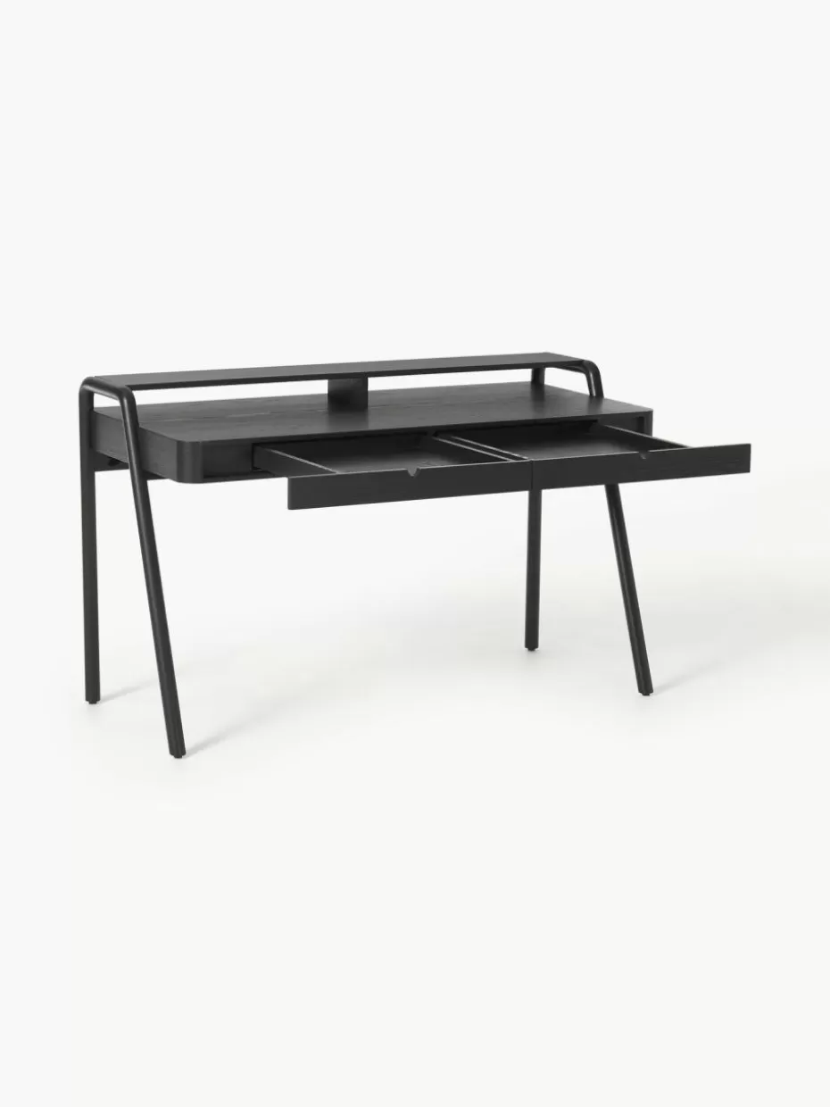 Schreibtische-Westwing Collection Schreibtisch Evrak mit Schubladen Schwarz