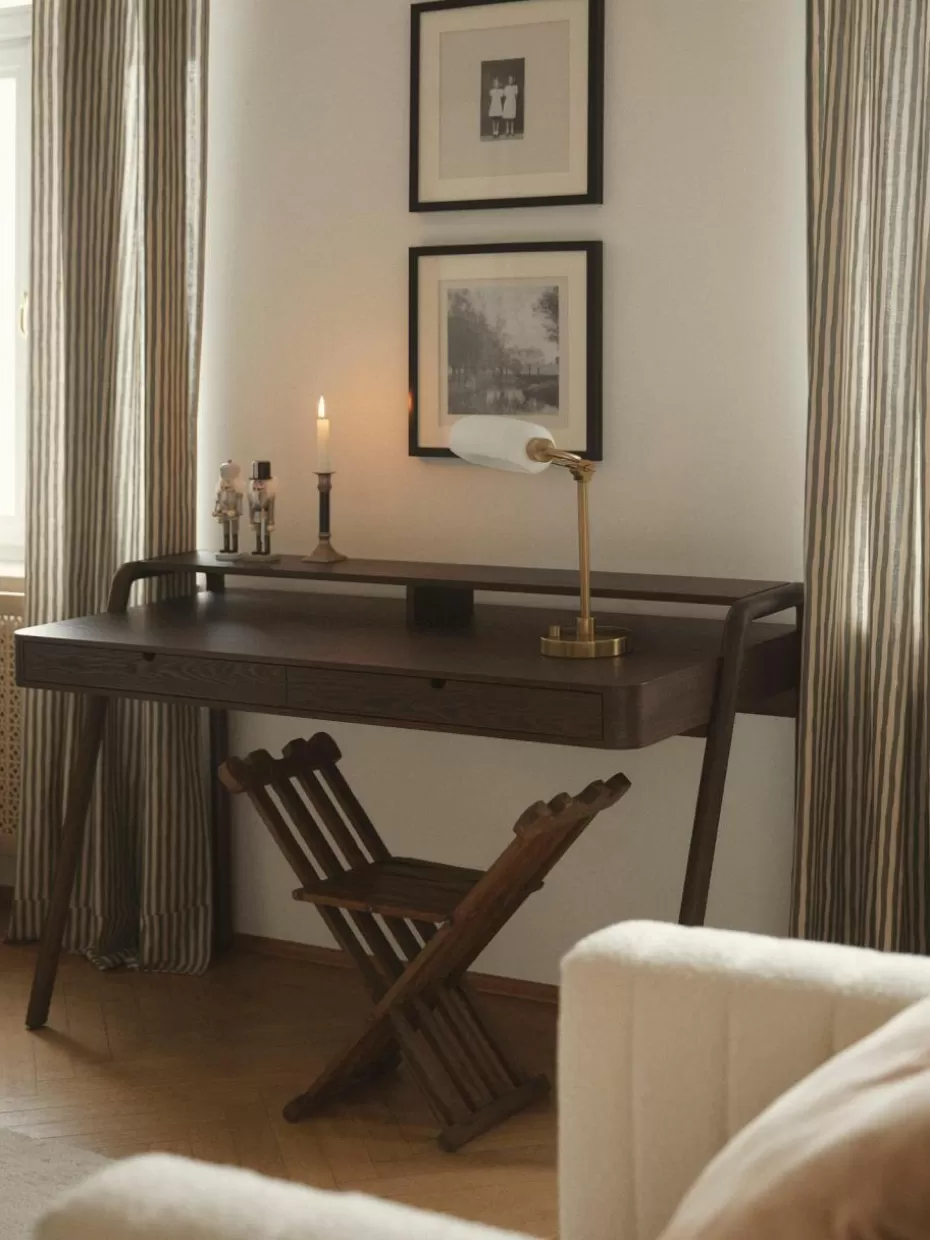 Schreibtische-Westwing Collection Schreibtisch Evrak mit Schubladen Dunkles Eschenholz