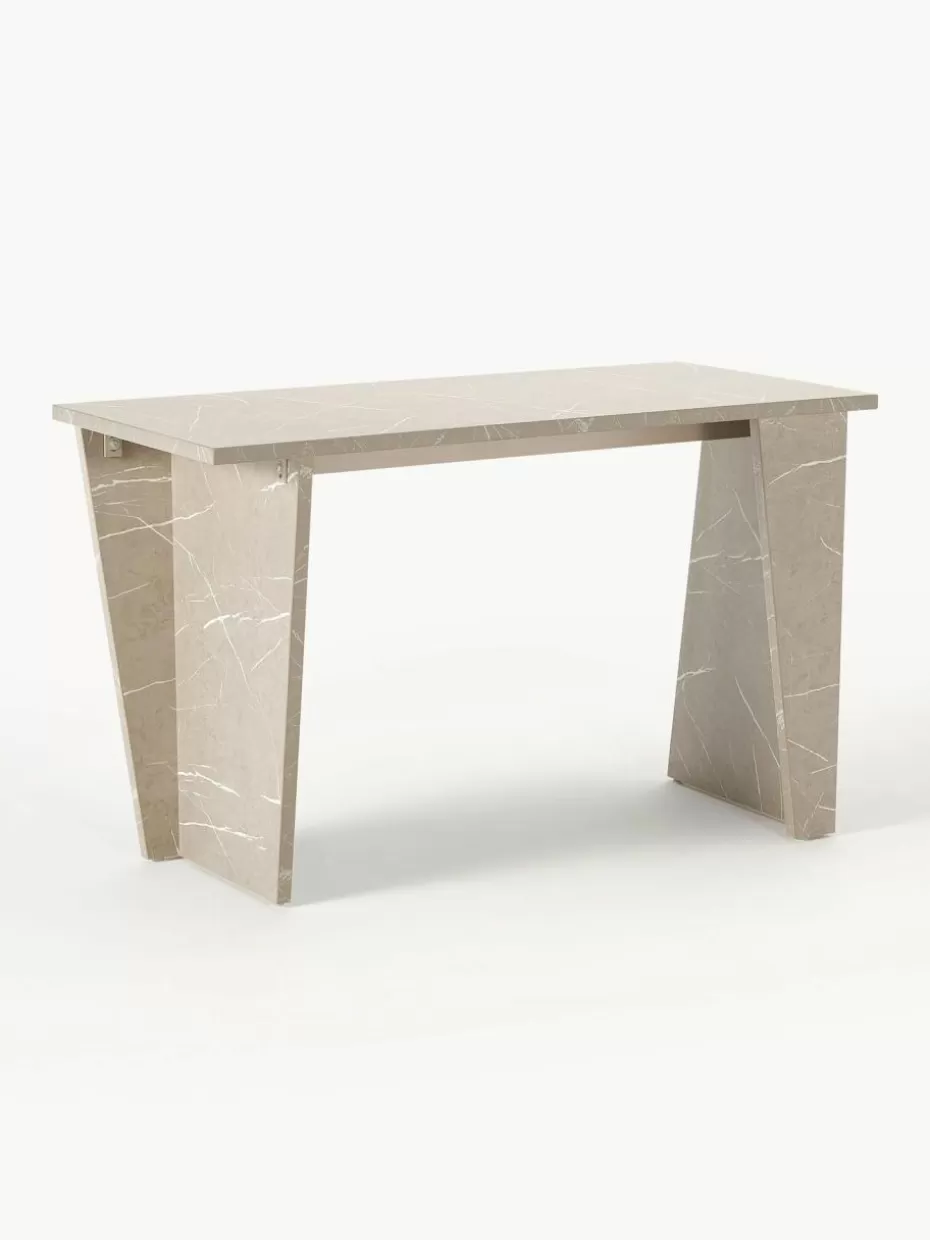 Schreibtische-Westwing Collection Schreibtisch Liam in Travertin-Optik Beige, Travertin-Optik