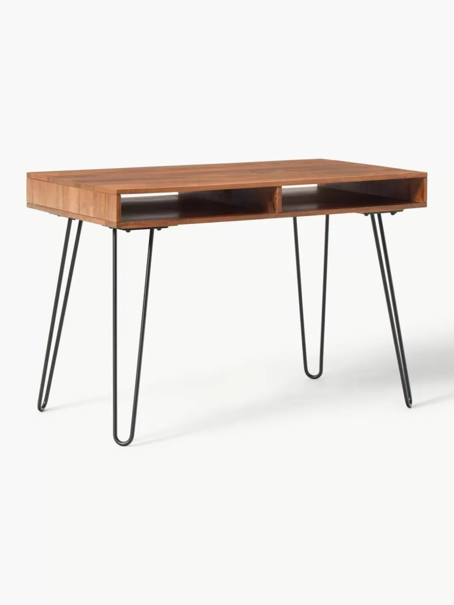 Schreibtische-Westwing Collection Schreibtisch Tova aus und Metall Mangoholz