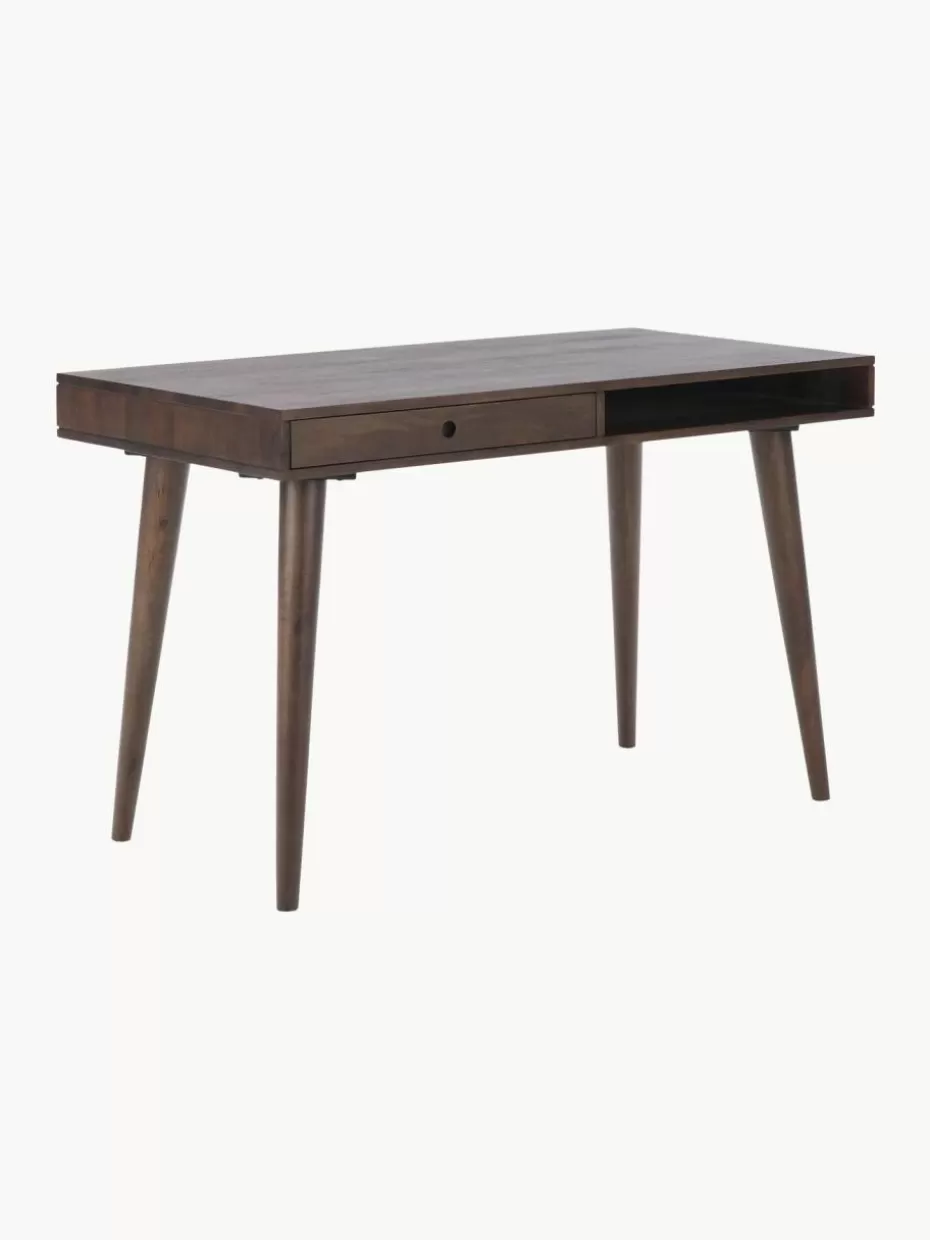 Schreibtische-Westwing Collection Schreibtisch Tova aus Massivholz mit Schublade Mangoholz