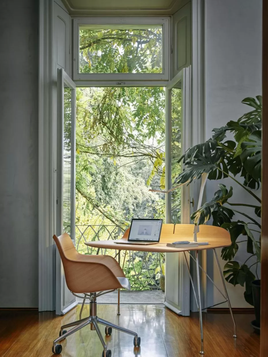 Schreibtischstühle-Kartell Schreibtischstuhl Q/Wood mit Armlehne, höhenverstellbar Holz, Weiß