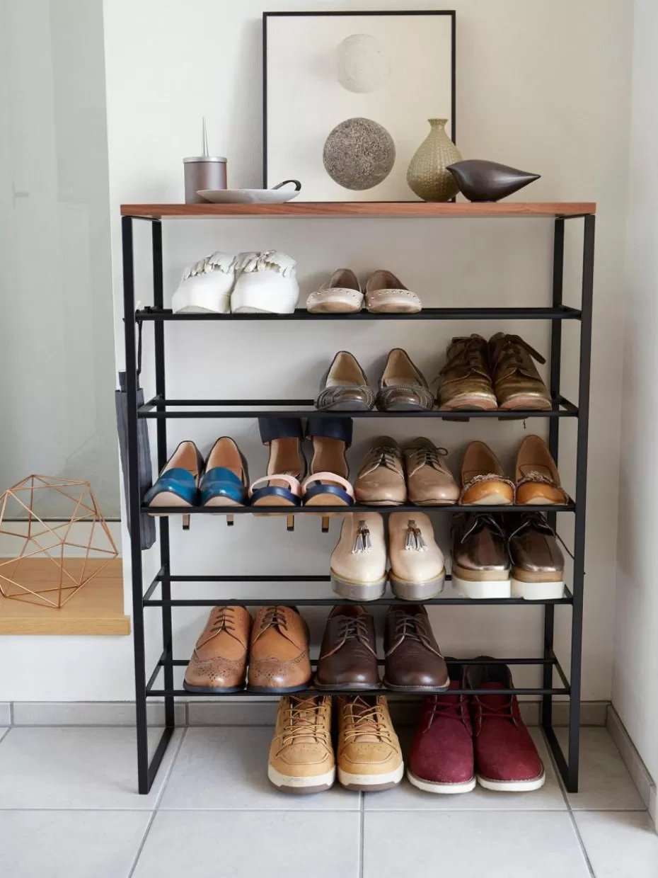 Schuhschränke & Schuhregale-Yamazaki Schuhregal Tower Schwarz, Dunkles Holz
