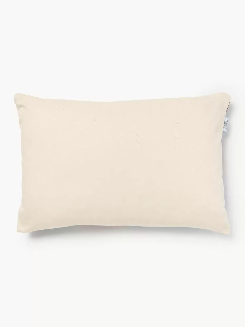 Dekokissen-Les Ottomans Seiden-Kissenhülle Silky mit abstraktem Muster Graublau, Weinrot, Off White