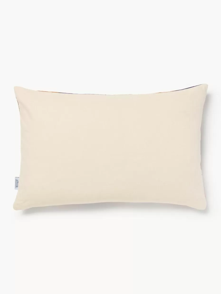 Dekokissen-Les Ottomans Seiden-Kissenhülle Silky mit abstraktem Muster Orange, Lila, Weiß