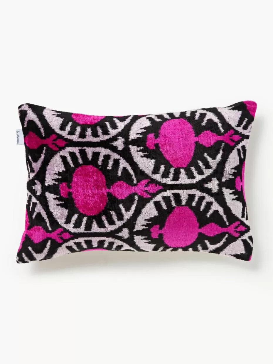 Dekokissen-Les Ottomans Seidensamt-Kissenhülle Velvety mit abstraktem Muster Pink, Schwarz, Weiß
