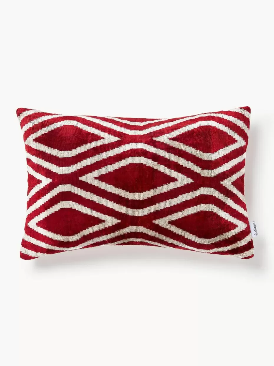Dekokissen-Les Ottomans Seidensamt-Kissenhülle Velvety mit abstraktem Muster Rostrot, Beige