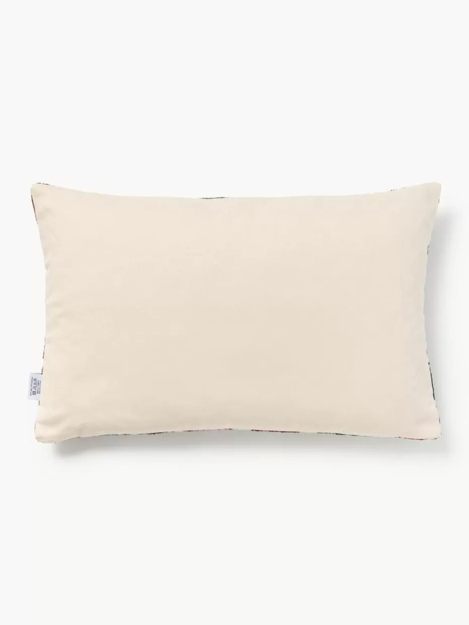 Dekokissen-Les Ottomans Seidensamt-Kissenhülle Velvety mit Blumen-Muster Dunkelblau, Pink, Off White