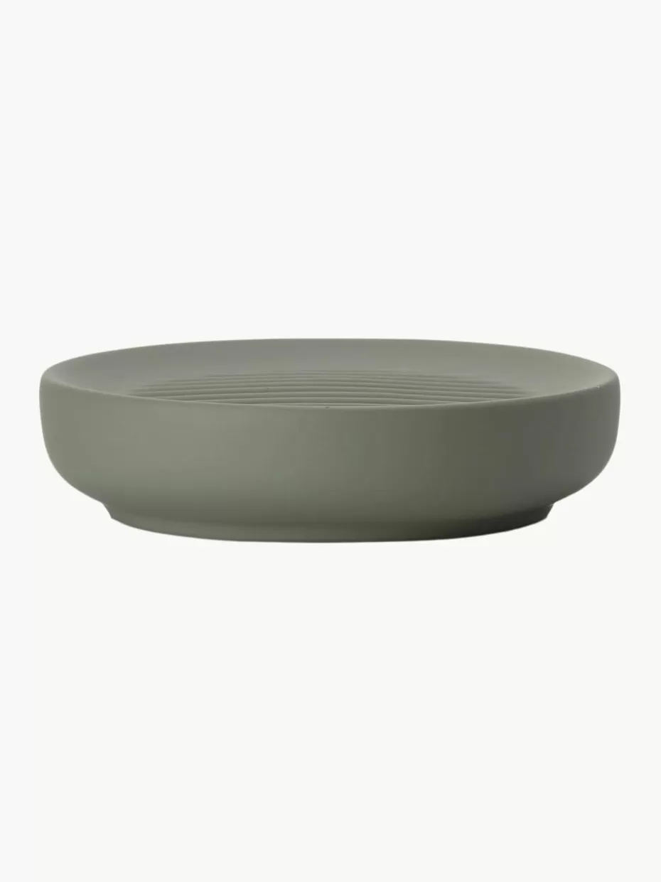 Seifenspender & Seifenschalen-Zone Denmark Seifenschale Ume mit Soft-Touch Oberfläche Olivgrün