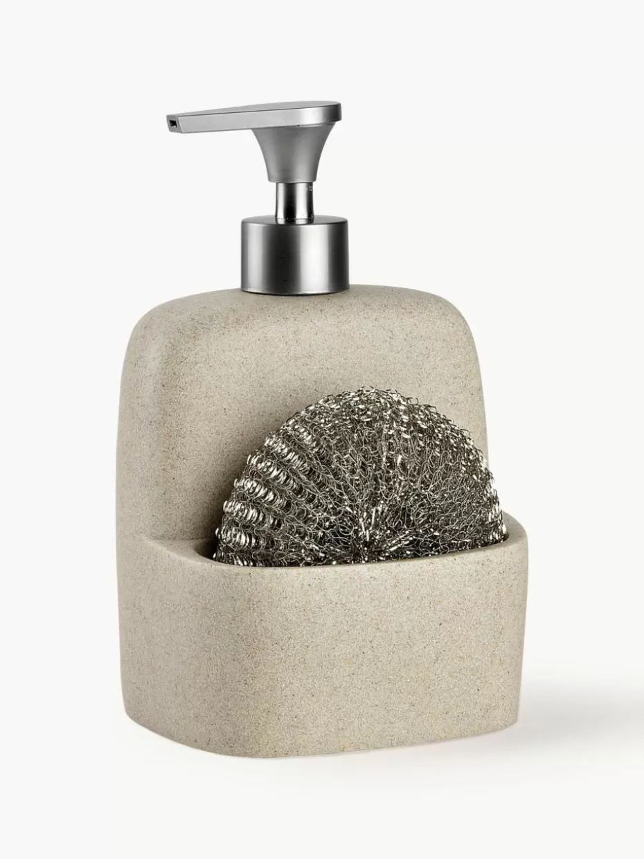 Spülbecken Organizer-Andrea House Seifenspender Sand mit Schwamm, 2er-Set