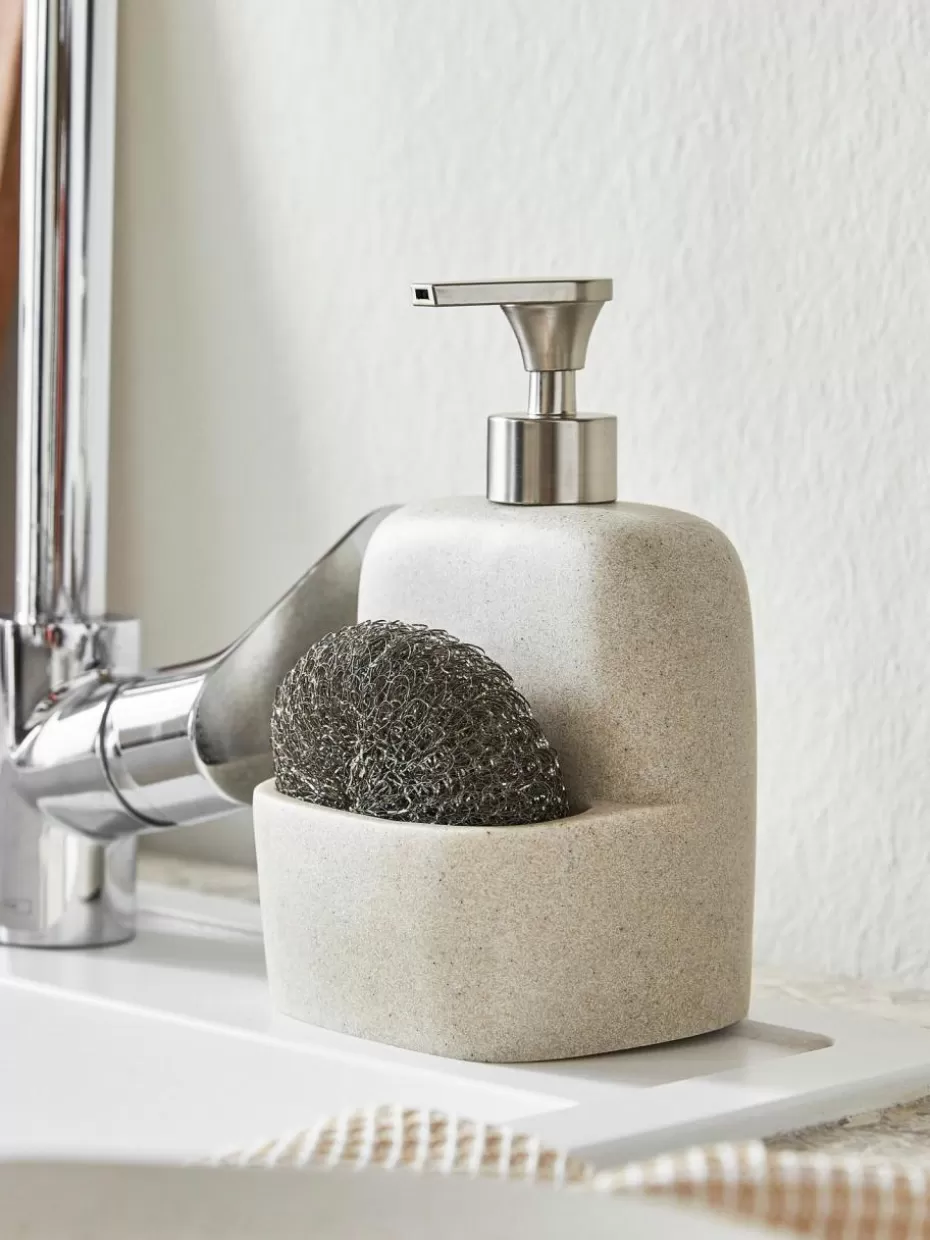 Spülbecken Organizer-Andrea House Seifenspender Sand mit Schwamm, 2er-Set