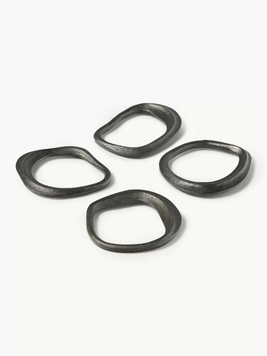 Nordic Celebrations | Servietten & Ringe-ferm LIVING Serviettenringe Flow, 4er-Set Anthrazit