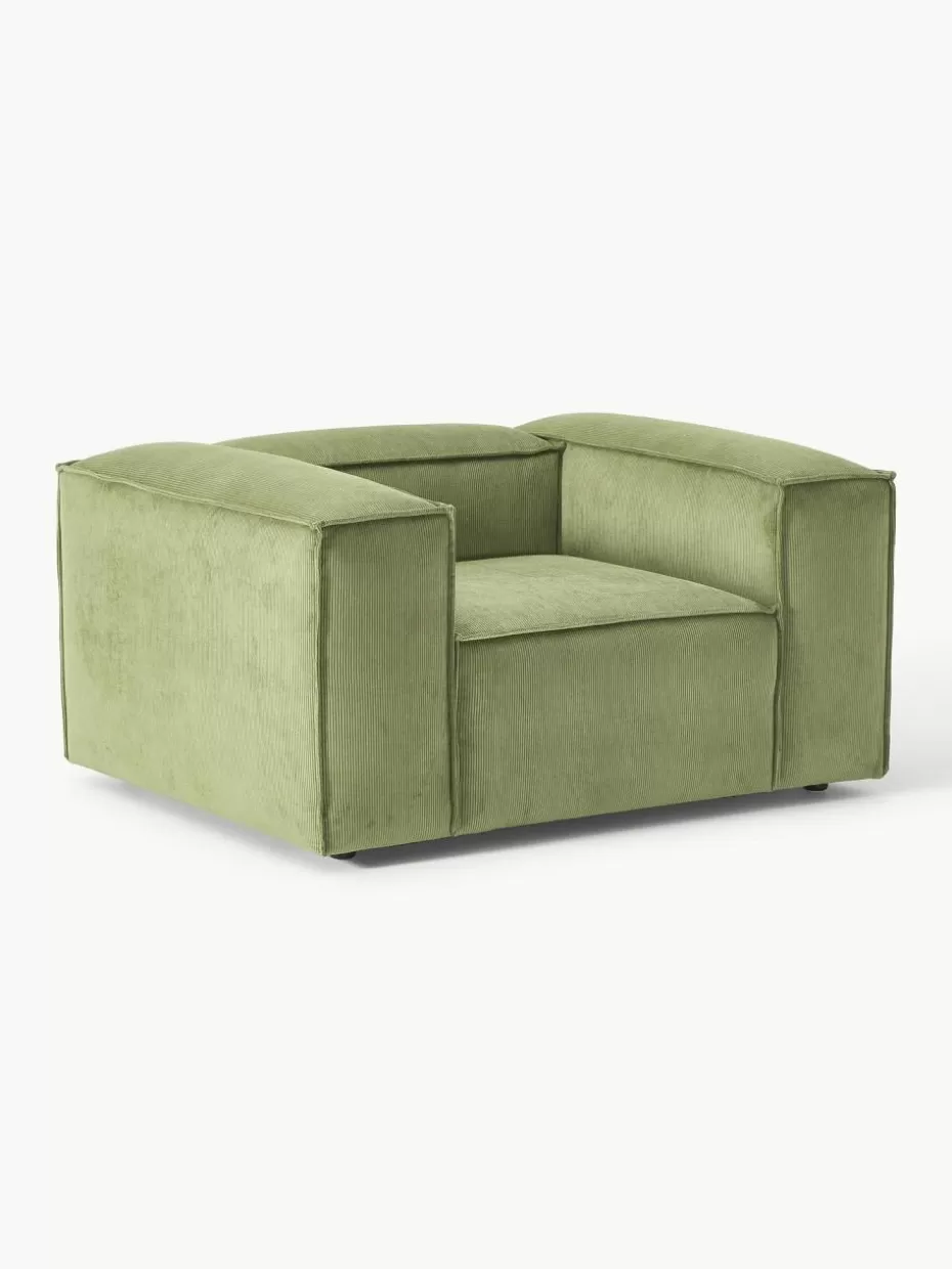 Sessel | Sofaserien-Westwing Collection Sessel Lennon aus Cord Cord Olivgrün