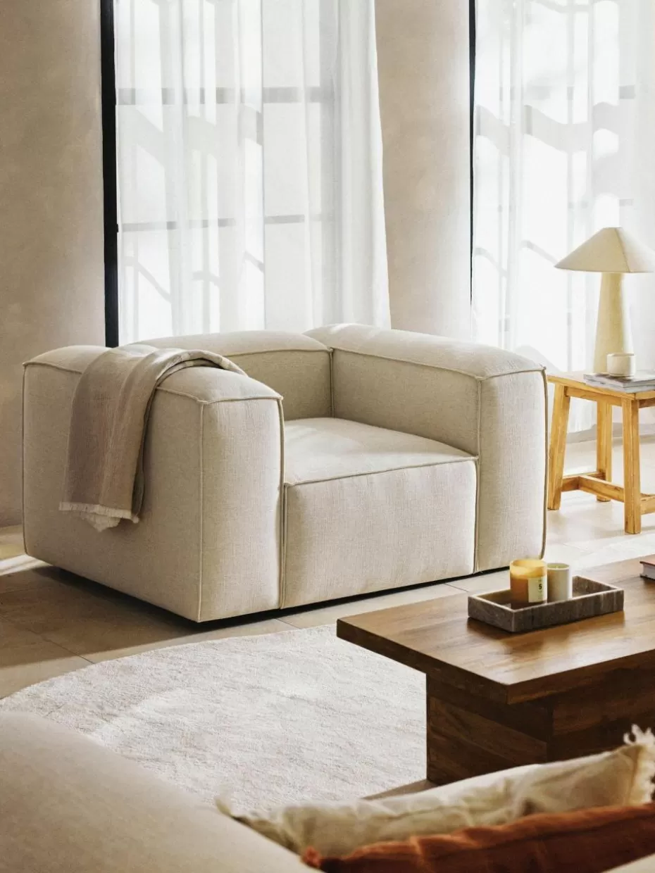 Sofaserien-Westwing Collection Sessel Lennon aus Leinen-Mix Leinen-Mix Beige