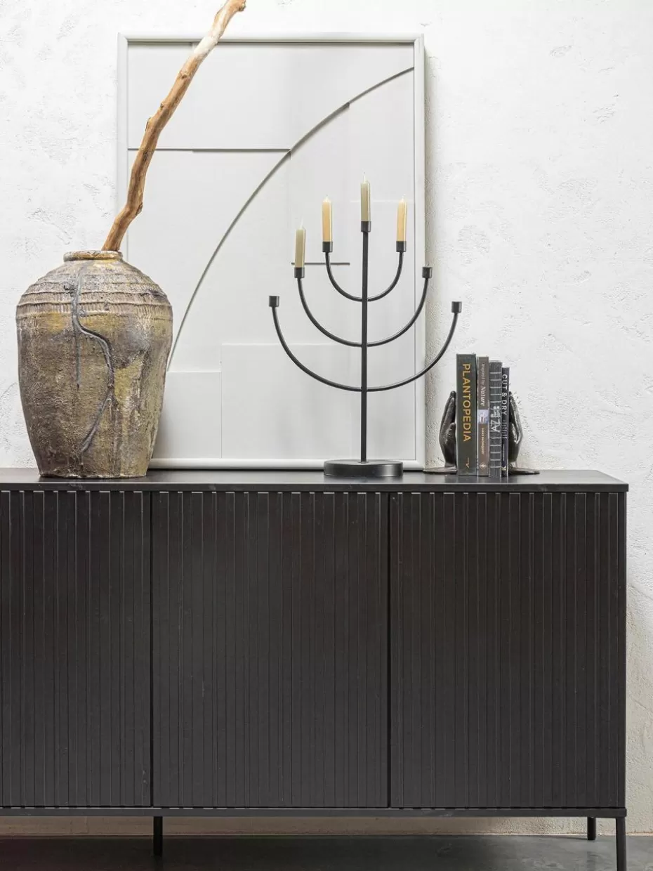 Kommoden & Sideboards | Kommoden & Sideboards-Westwing Sideboard Avourio aus Kiefernholz mit geriffelter Front Kiefernholz, schwarz lackiert