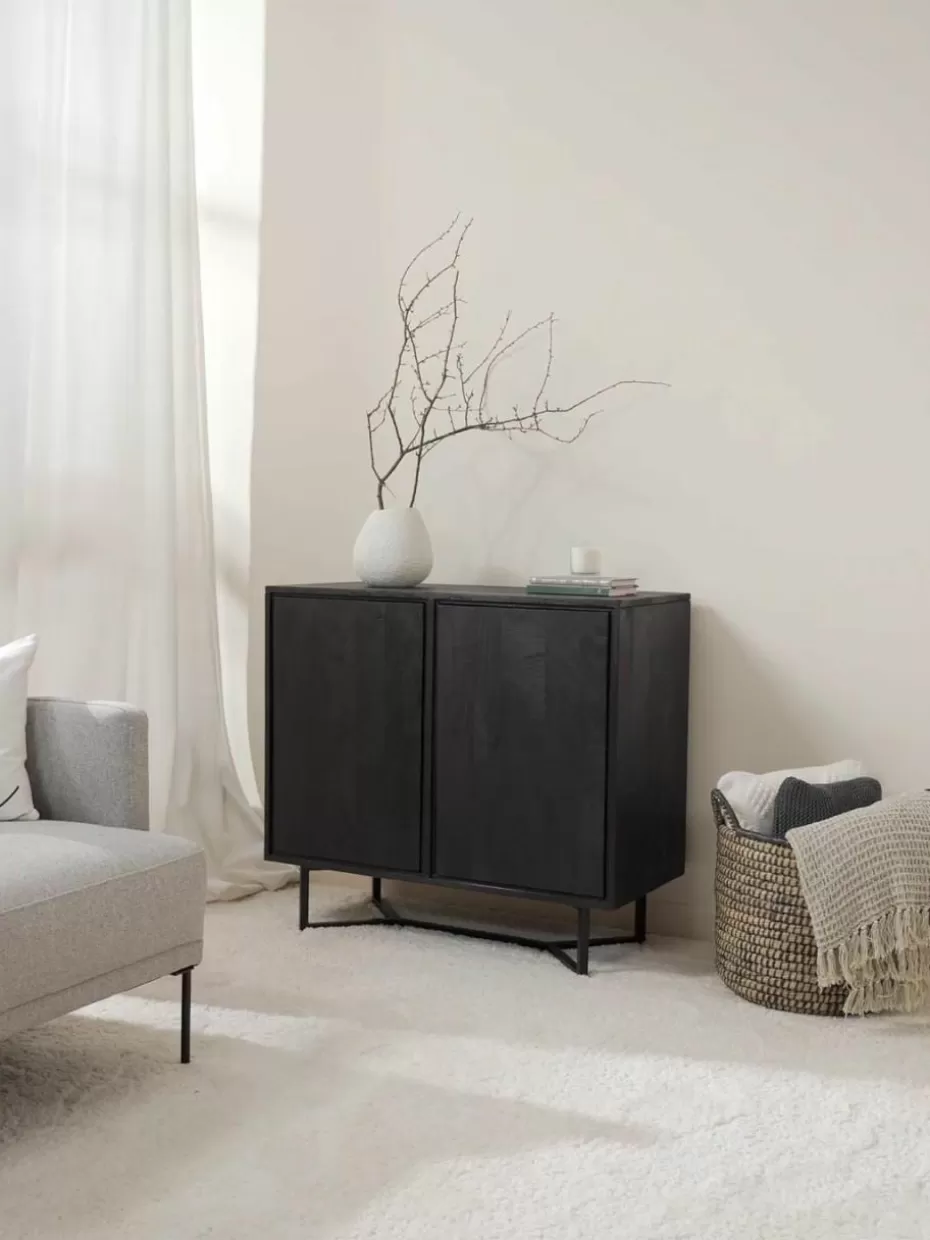 Kommoden & Sideboards | Schuhschränke & Schuhregale-Westwing Collection Sideboard Luca aus Mangoholz Mangoholz schwarz lackiert, Schwarz