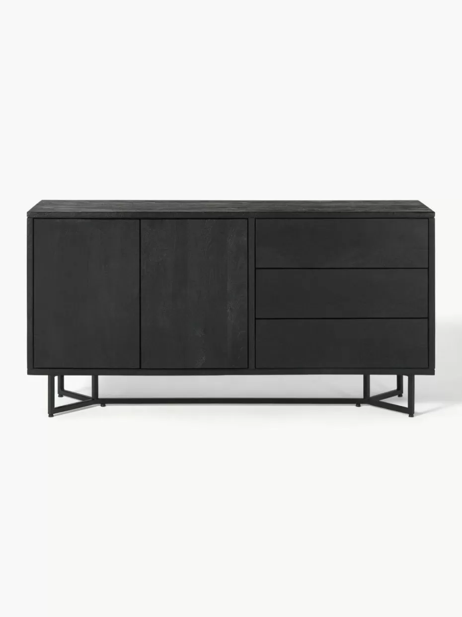 Kommoden & Sideboards | Kommoden & Sideboards-Westwing Collection Sideboard Luca aus Mangoholz Mangoholz schwarz lackiert, Schwarz
