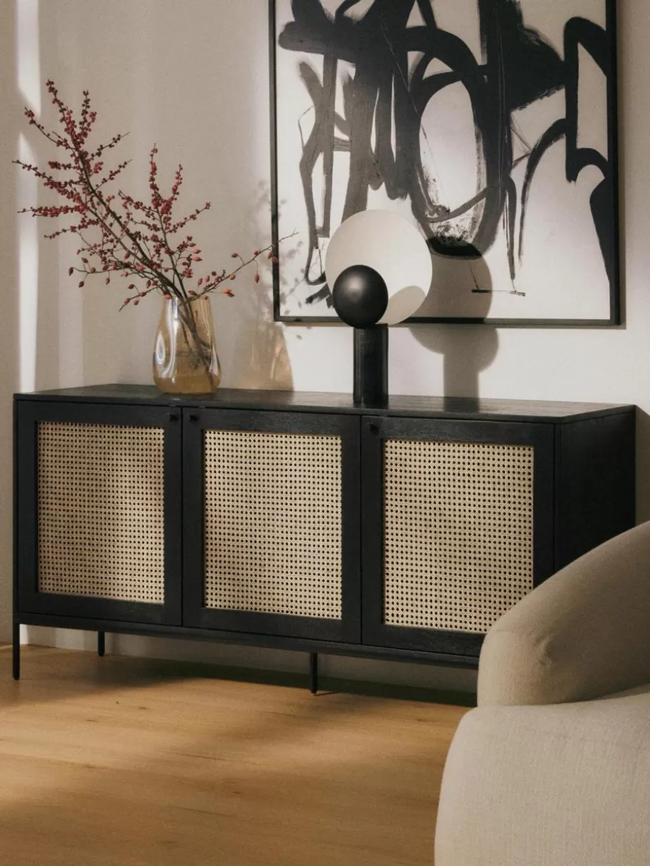 Kommoden & Sideboards | Kommoden & Sideboards-Westwing Collection Sideboard Vienna mit Wiener Geflecht Mangoholz, Schwarz