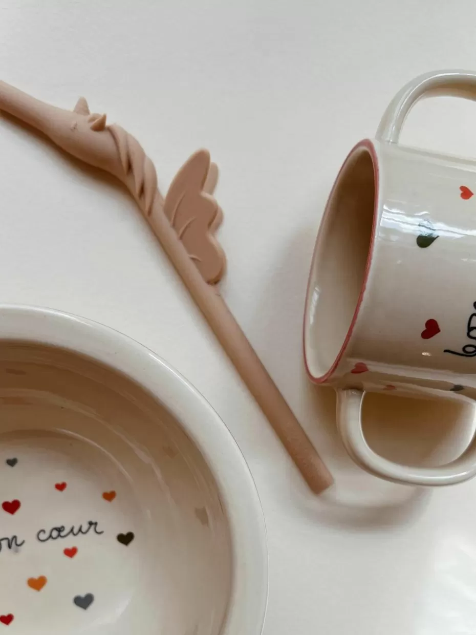 Kindergeschirr-Konges Slojd Silikon-Strohhalme Unicorn, 4er-Set Hellbraun, Greige, Beigetöne