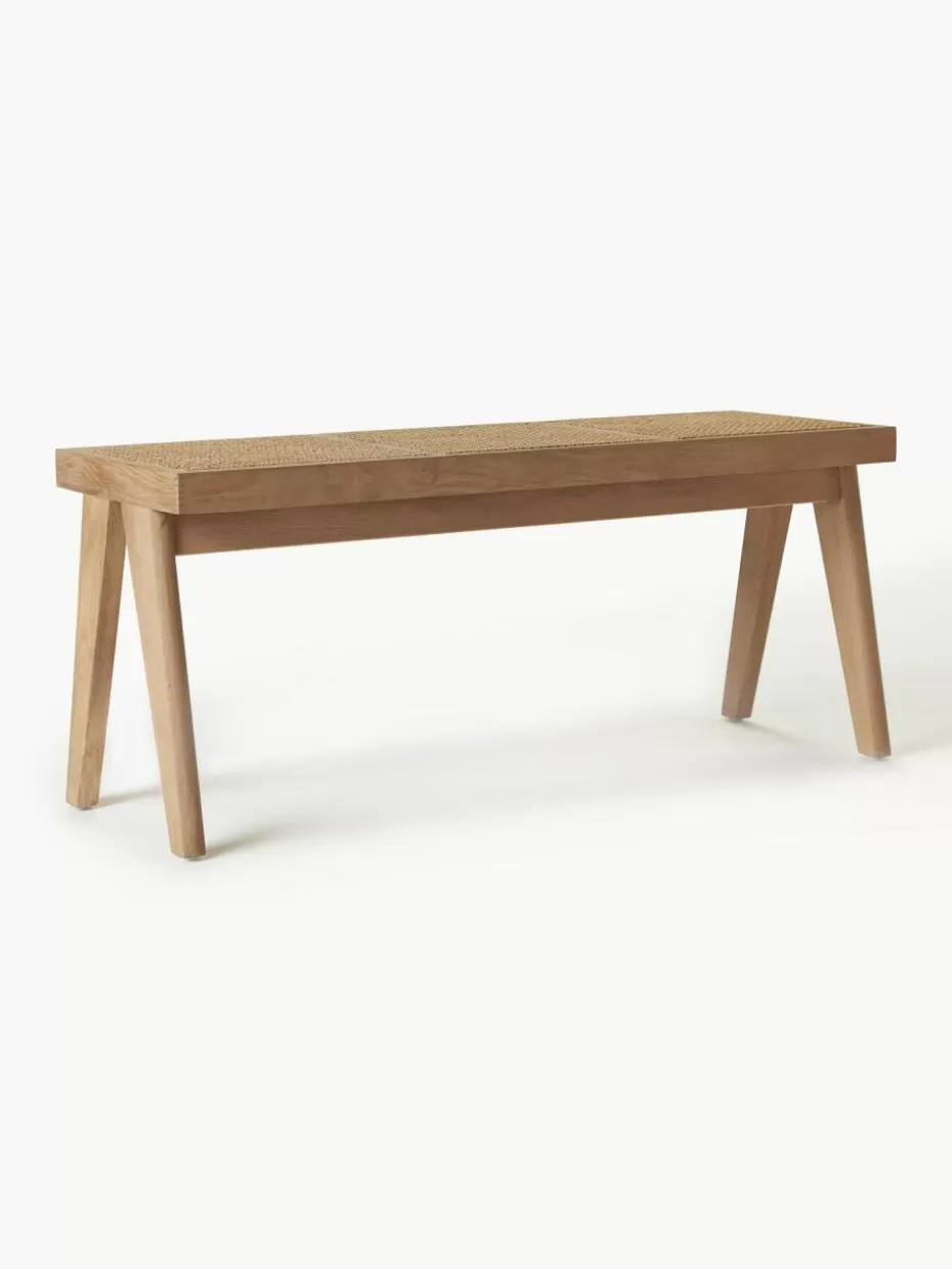 Flur Sitzbänke | Bänke-Westwing Collection Sitzbank Sissi mit Wiener Geflecht Helles Eichenholz, Hellbeige