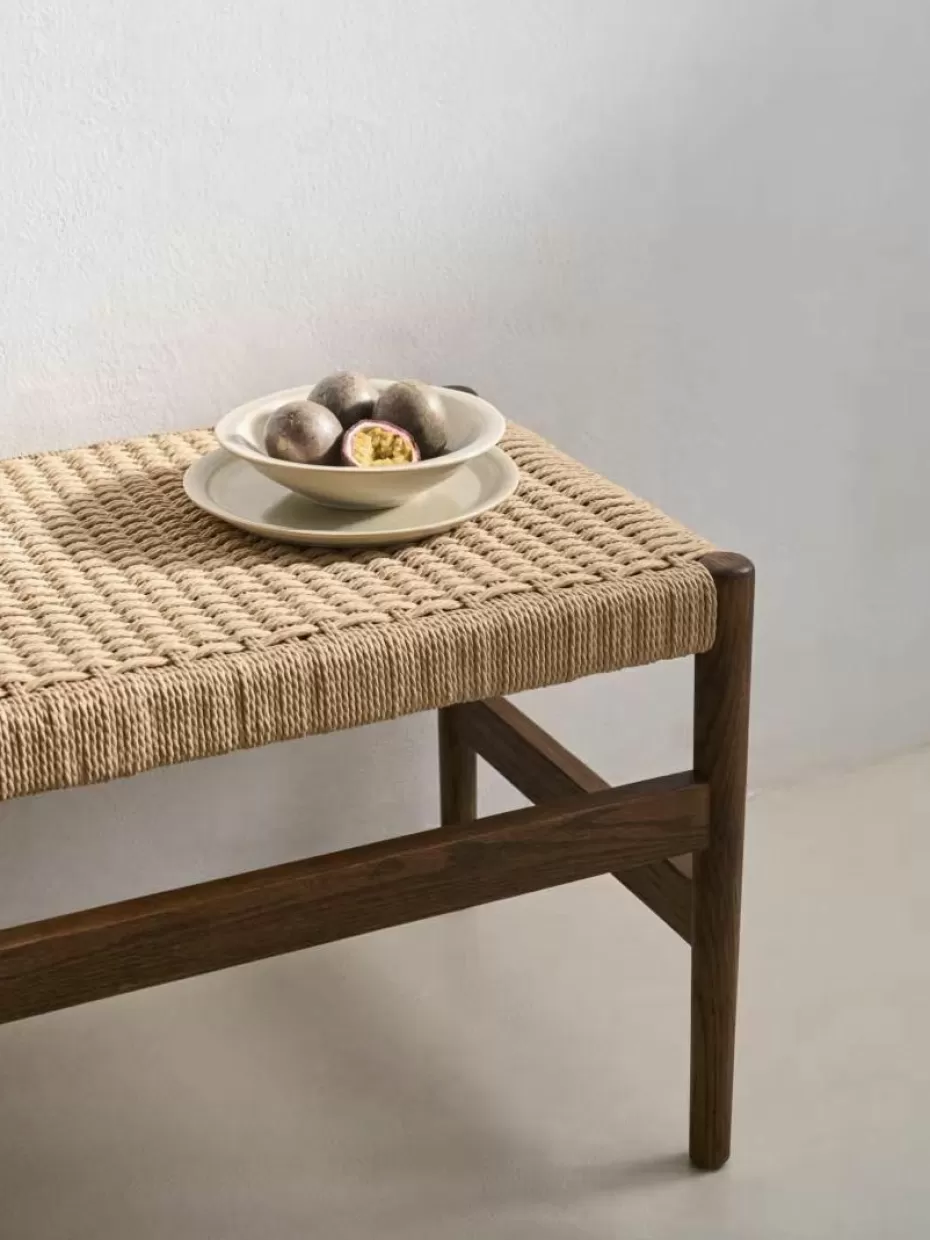Bänke-Westwing Sitzbank Zaide aus Eichenholz Beige, Eichenholz, dunkel