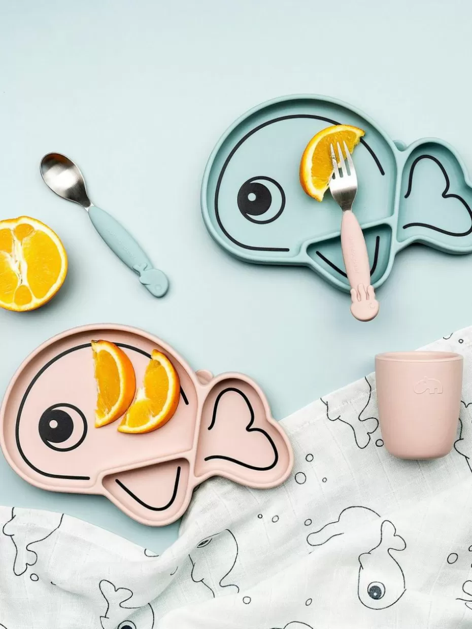 Kindergeschirr-Done by Deer Snack-Teller Wally mit Stick & Stay Funktion Hellblau