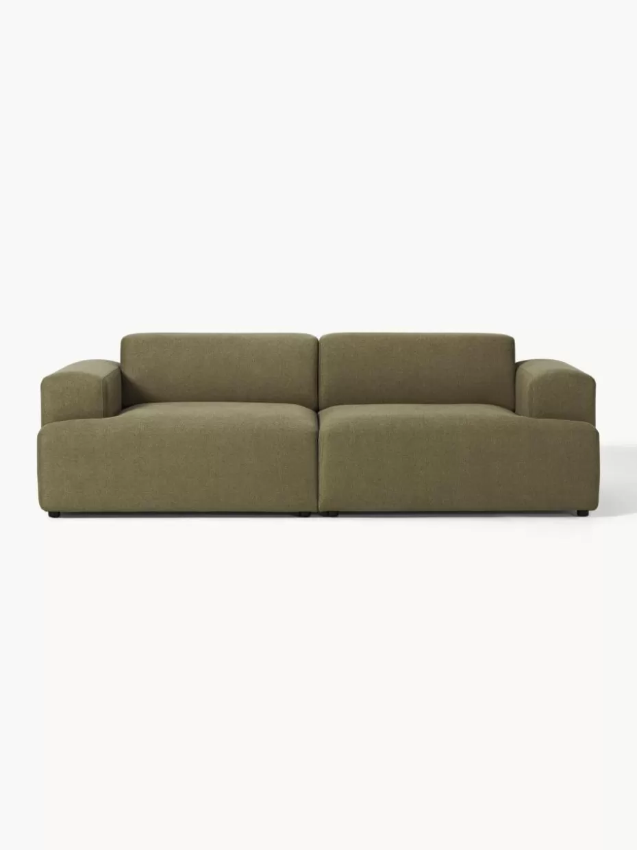 Sofas | Sofaserien-Westwing Collection Sofa Melva (3-Sitzer) Webstoff Olivgrün