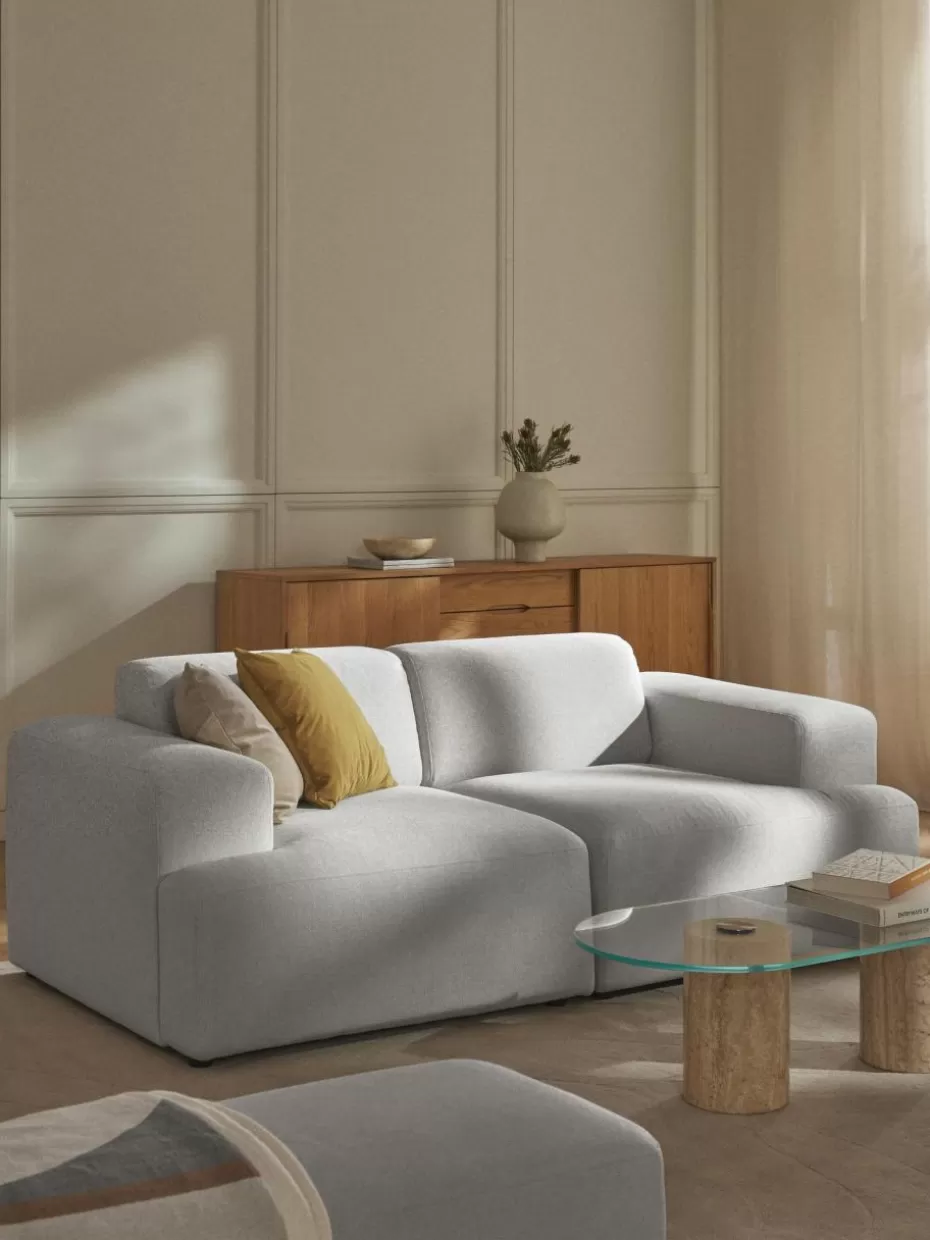 Sofas | Sofaserien-Westwing Collection Sofa Melva (2-Sitzer) Webstoff Hellgrau
