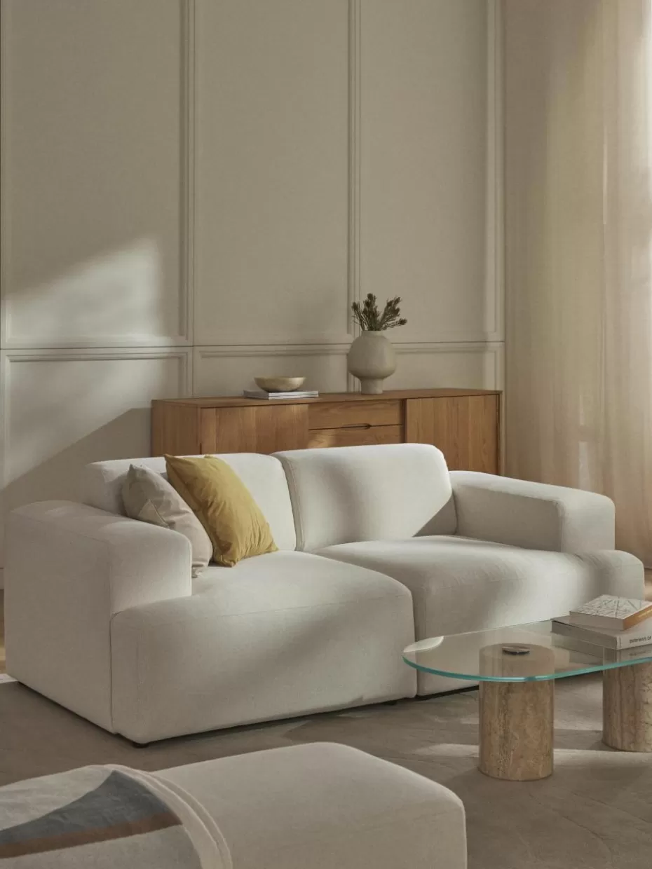Sofas | Sofaserien-Westwing Collection Sofa Melva (2-Sitzer) Webstoff Off White