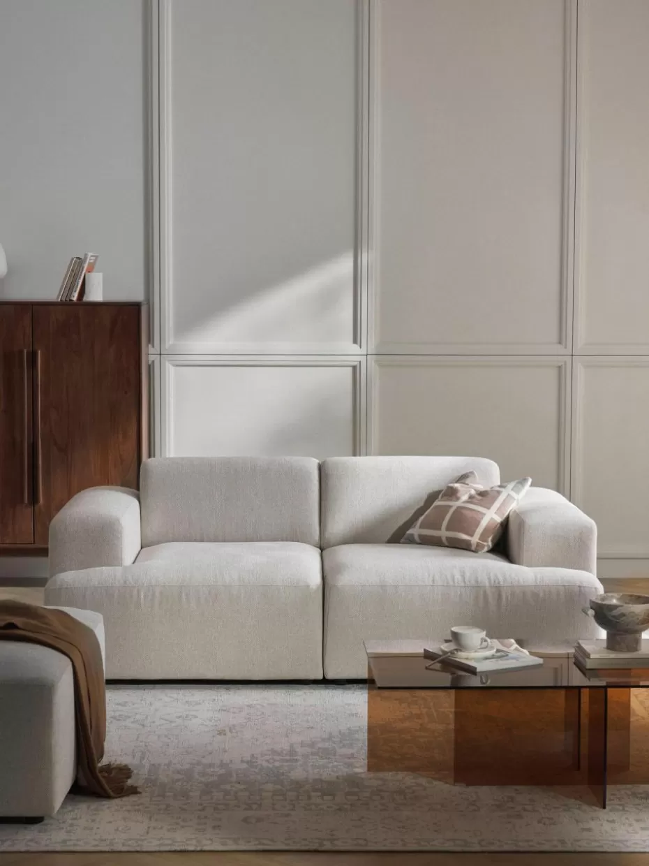 Sofas | Sofaserien-Westwing Collection Sofa Melva (2-Sitzer) Webstoff Hellbeige