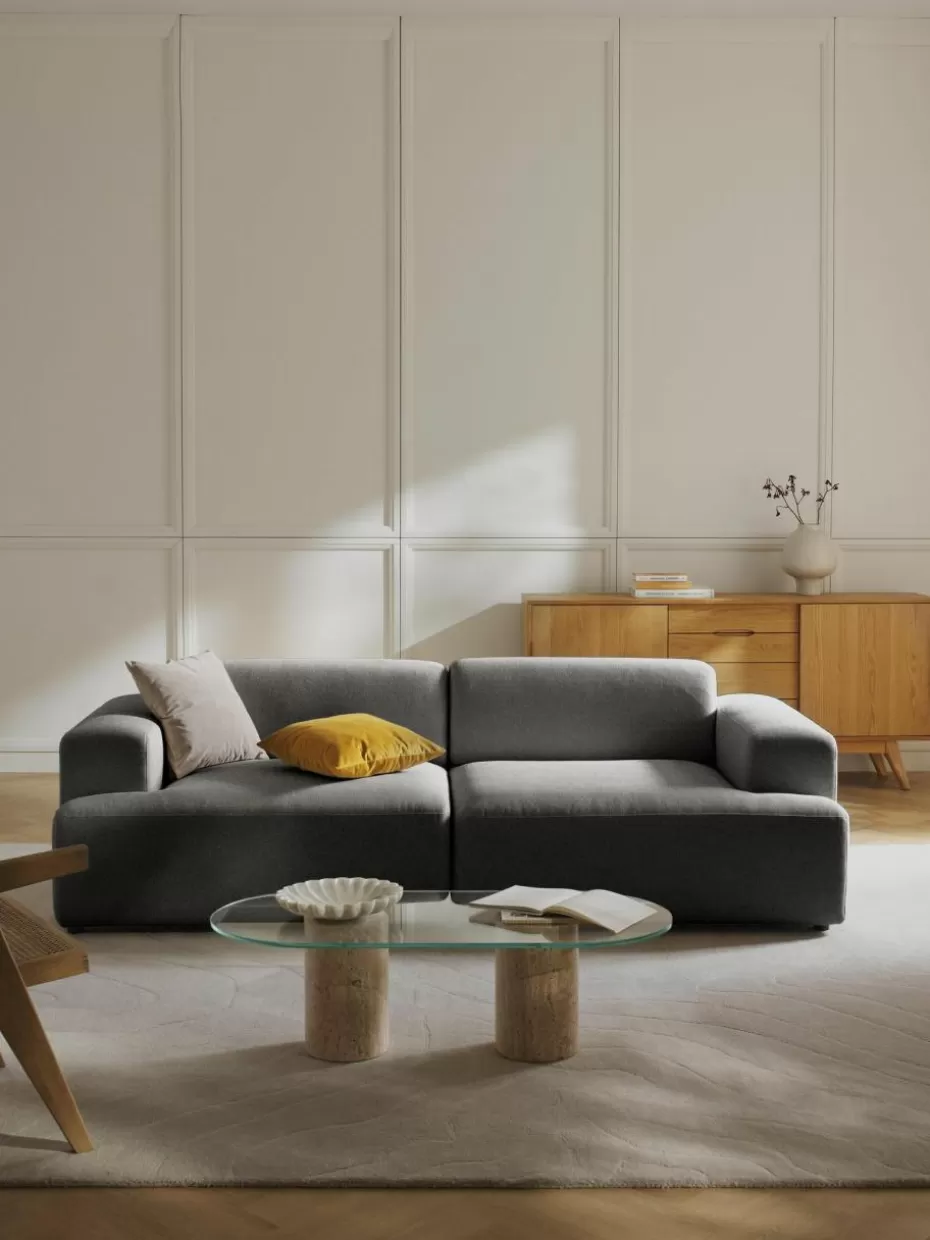 Sofas | Sofaserien-Westwing Collection Sofa Melva (3-Sitzer) Webstoff Anthrazit