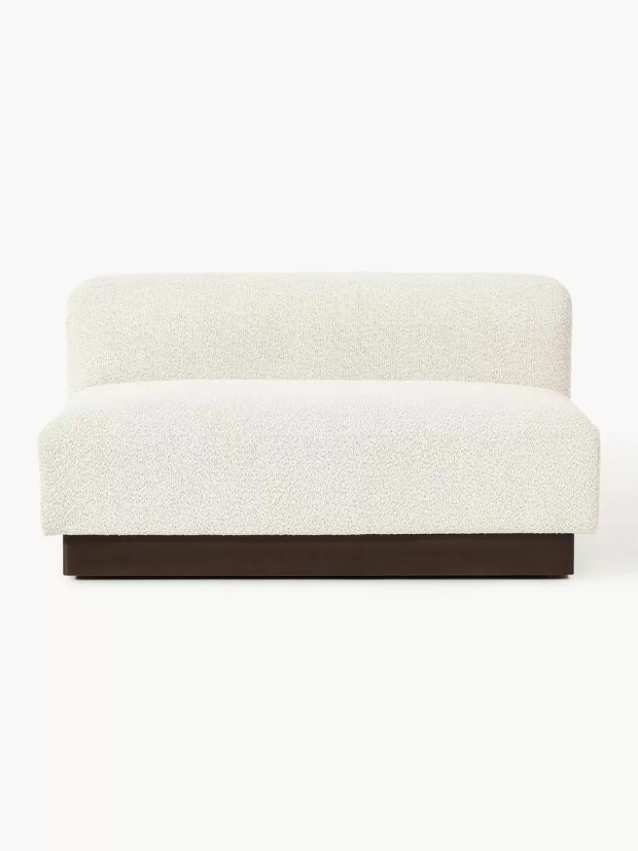 Sofas-Westwing Collection Sofa Natalie (2-Sitzer) aus Teddy-Bouclé Teddy-Bouclé Off White, dunkles Buchenholz