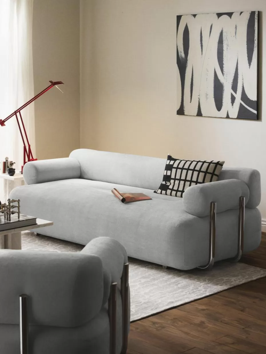Sofas | Sofaserien-Westwing Collection Sofa Stella (3-Sitzer) Webstoff Grau