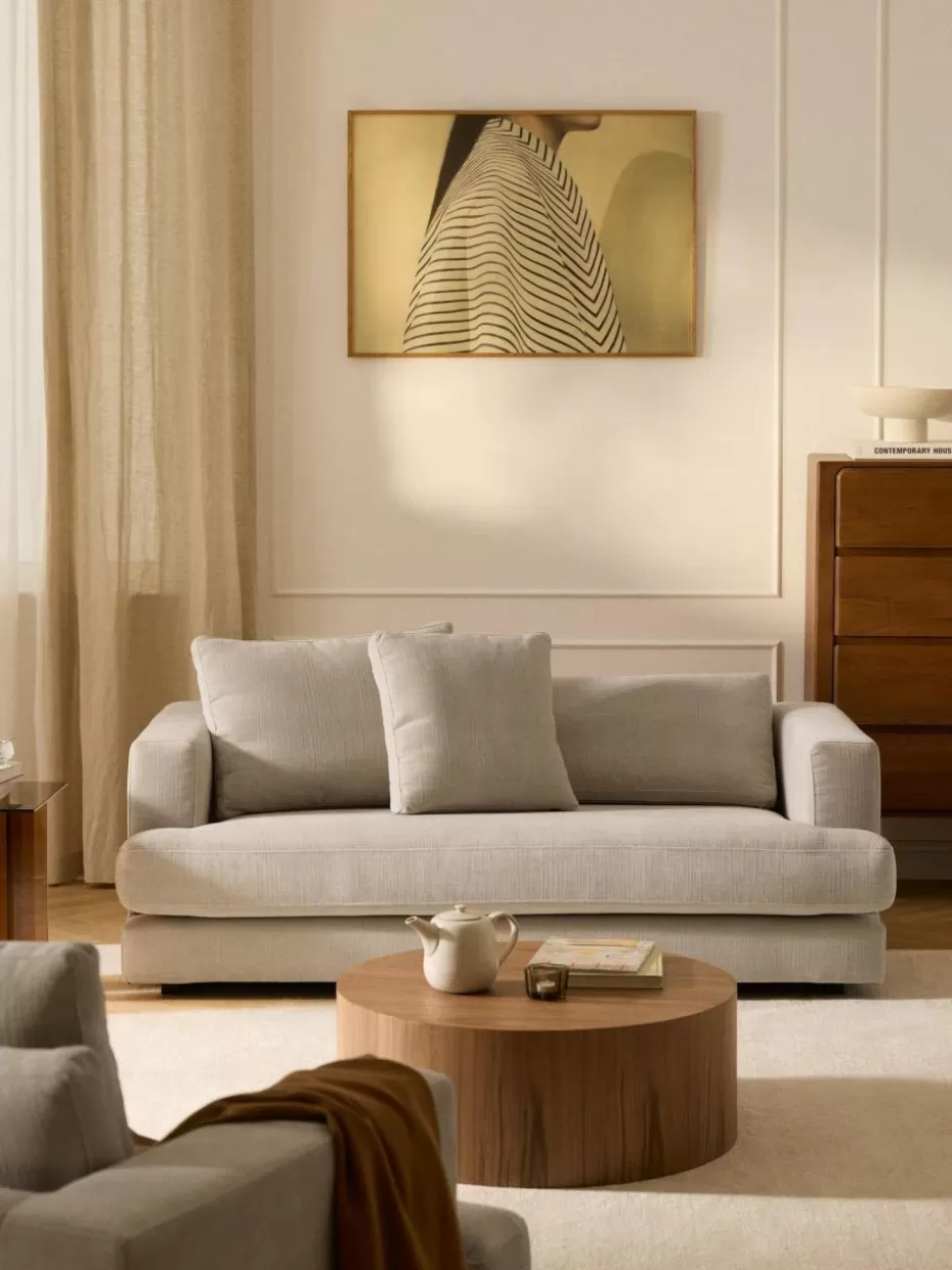 Sofaserien-Westwing Collection Sofa Tribeca (2-Sitzer) Webstoff Hellbeige