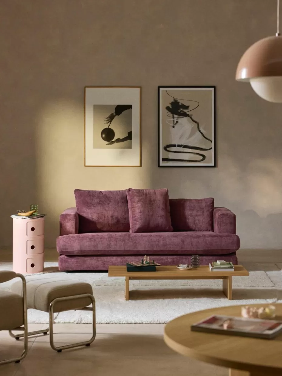 Sofaserien-Westwing Collection Sofa Tribeca (2-Sitzer) Webstoff Aubergine