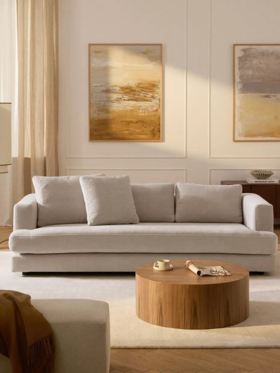 Sofas | Sofaserien-Westwing Collection Sofa Tribeca (3-Sitzer) Webstoff Hellbeige