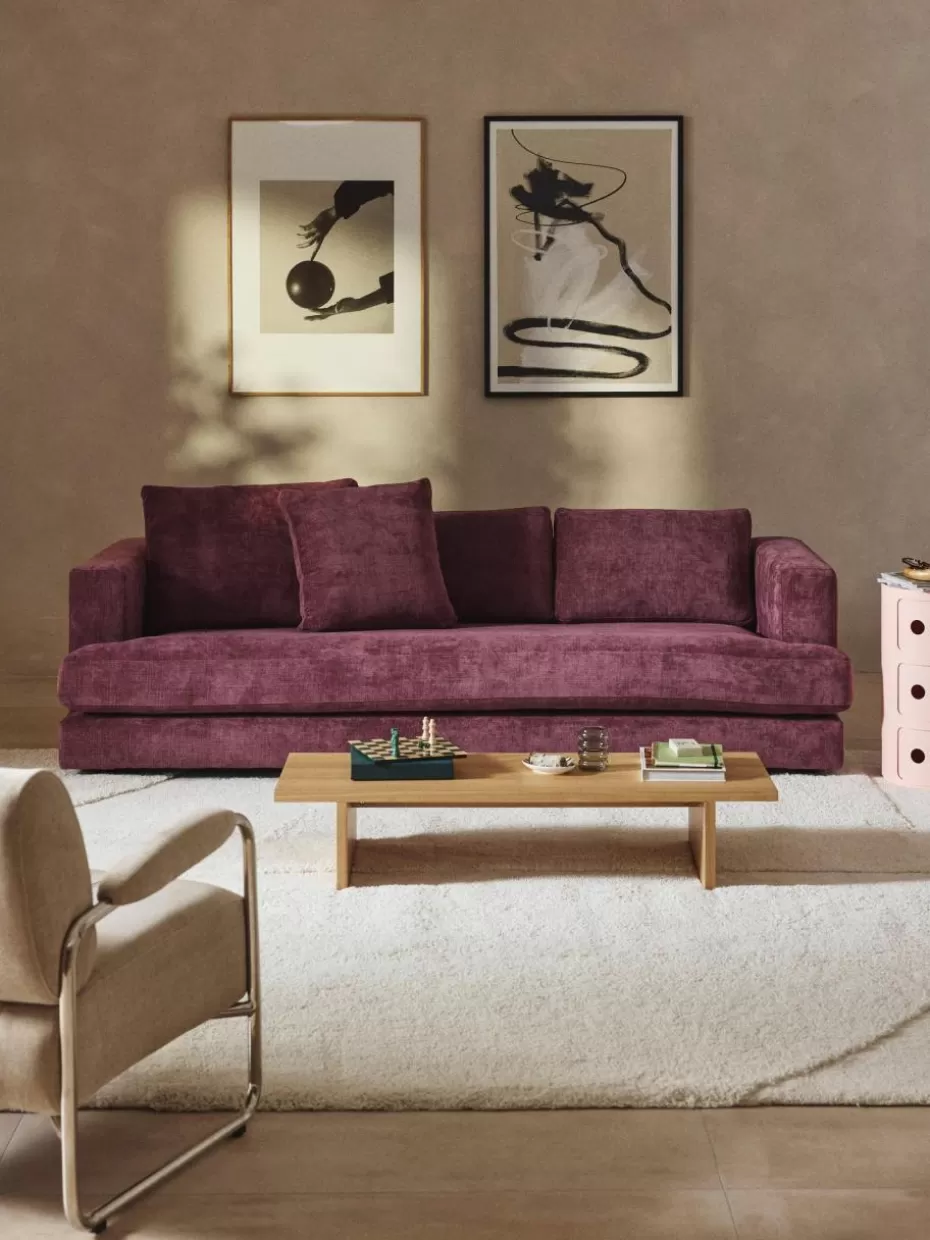 Sofas | Sofaserien-Westwing Collection Sofa Tribeca (3-Sitzer) Webstoff Aubergine