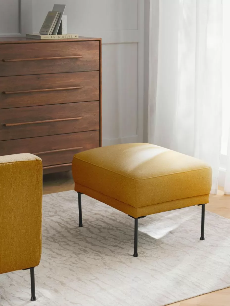 Hocker | Sofaserien-Westwing Collection Sofa-Hocker Fluente Webstoff Ocker
