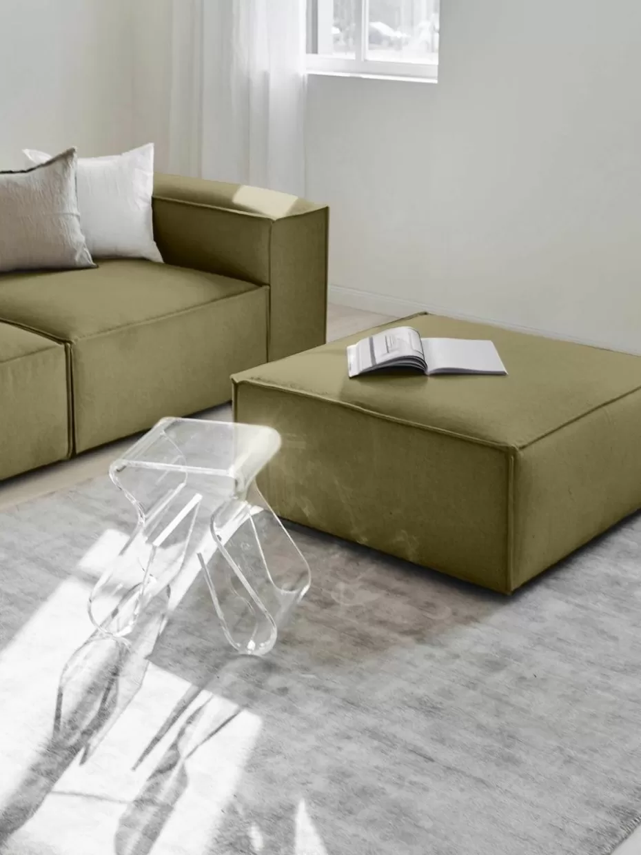 Hocker | Sofas-Westwing Collection Sofa-Hocker Lennon Webstoff Olivgrün