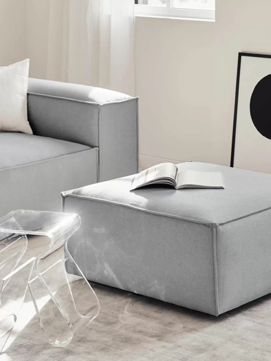 Hocker | Sofas-Westwing Collection Sofa-Hocker Lennon Webstoff Grau