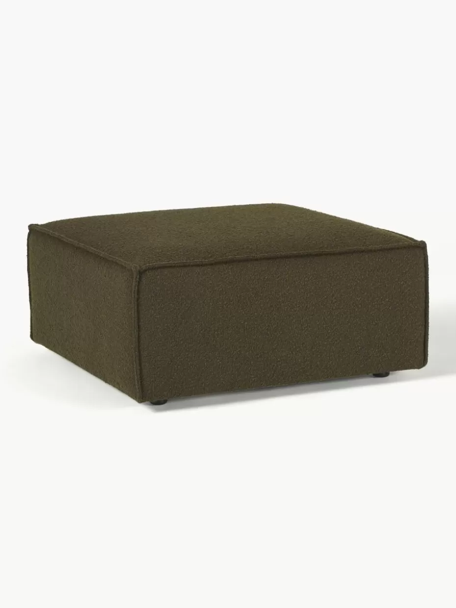 Hocker | Sofaserien-Westwing Collection Sofa-Hocker Lennon aus Bouclé Bouclé Olivgrün