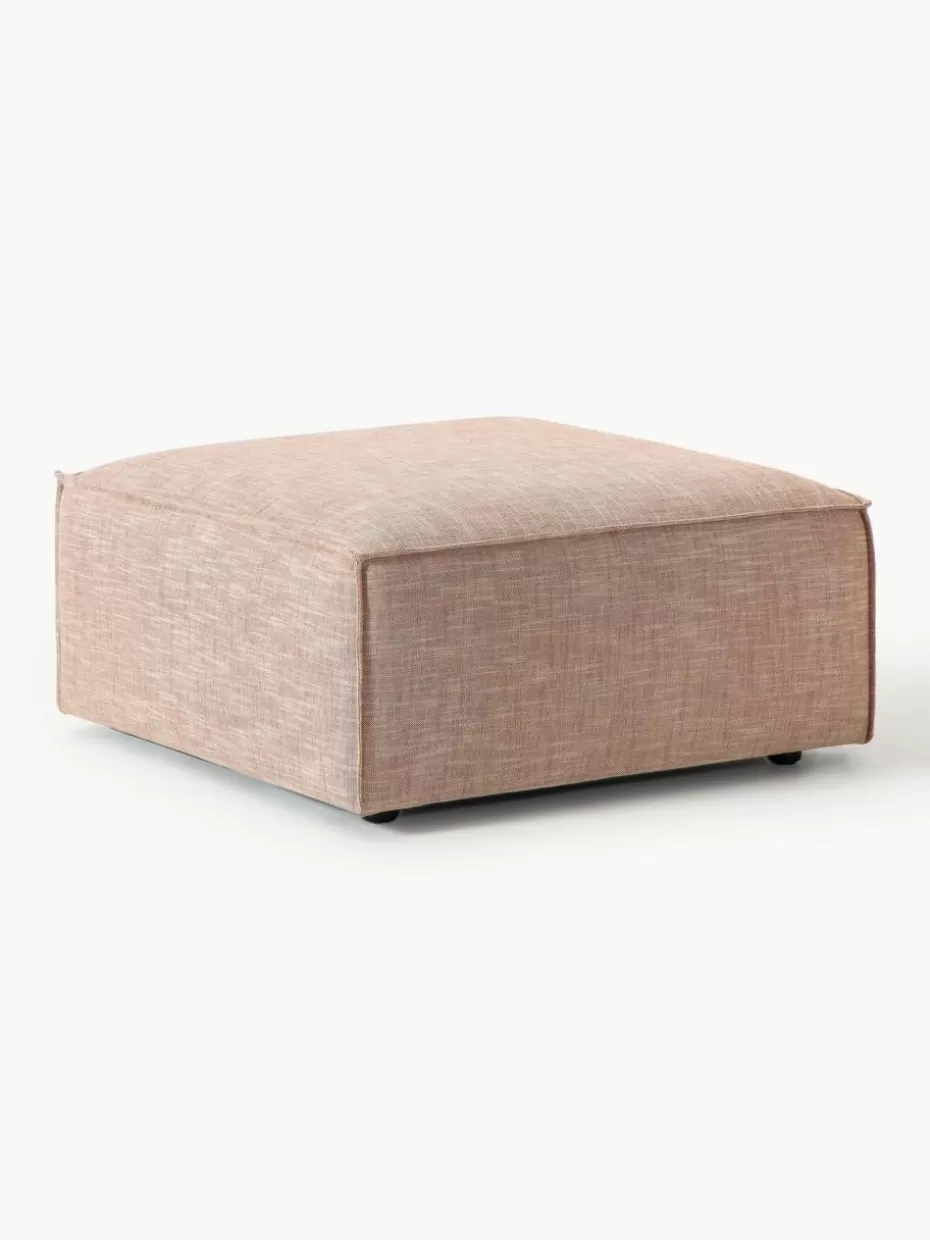Sofaserien-Westwing Collection Sofa-Hocker Lennon aus Leinen-Mix Leinen-Mix Rostrot