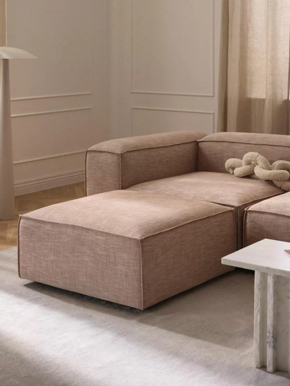 Sofaserien-Westwing Collection Sofa-Hocker Lennon aus Leinen-Mix Leinen-Mix Rostrot