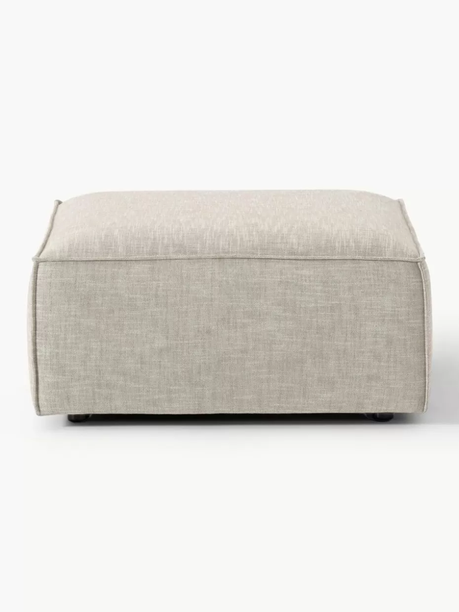 Sofaserien-Westwing Collection Sofa-Hocker Lennon aus Leinen-Mix Leinen-Mix Grau