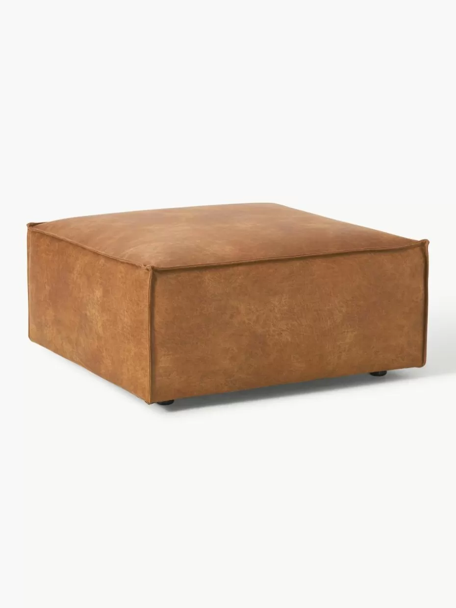 Hocker | Sofas-Westwing Collection Sofa-Hocker Lennon aus recyceltem Leder Leder Braun